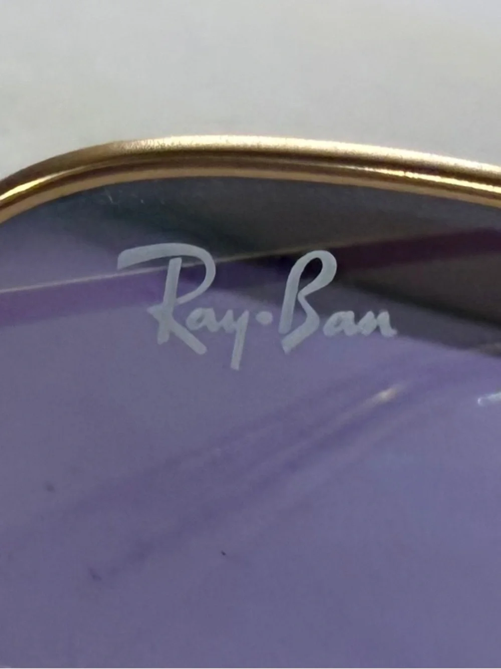 KIDS Ray-Ban Gold Aviator Sunglasses with pink purple lenses